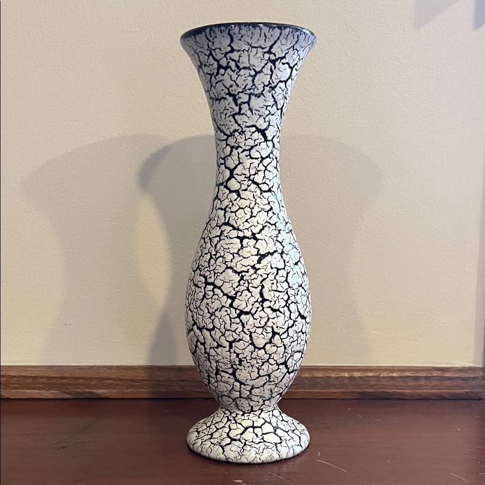JASBA Cortina White & Black Crackle Ceramic Vase - Decorative - Germany